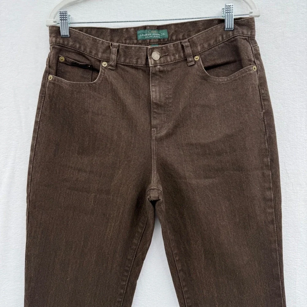 Lauren Jeans Co Ralph Lauren Denim Size 10 Boot Cut Washed‎ Brown Patch Pockets - Picture 2 of 12